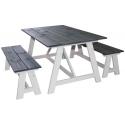 Country picknicktafel wit/grijs