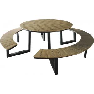 Arezzo aluminium picknicktafel rond