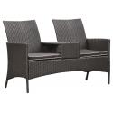 Brentwood tete-a-tete wicker tuinbank zwart